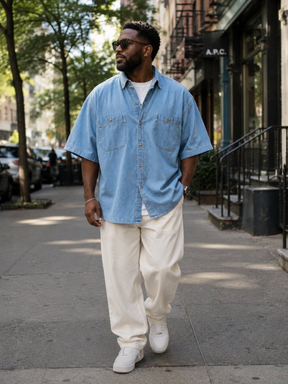 Vintage Ash Creek Trading Men’s Blue Casual Button Down Oversized Jean Shirt
